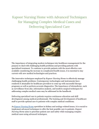 Kapoor Nursing Home with Advanced Techniques for Managing Complex Medical Cases and Delivering Specialized Care(KUC PDF)