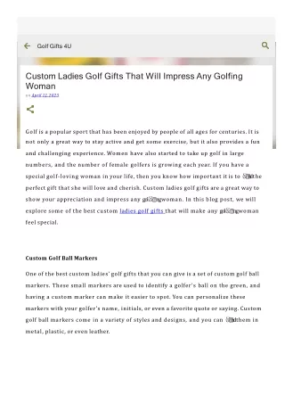 Personalized Golf Accessories: Custom Ladies Golf Gifts to Wow Any Golfer