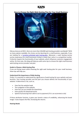 how to choose the right web hosting plan for your