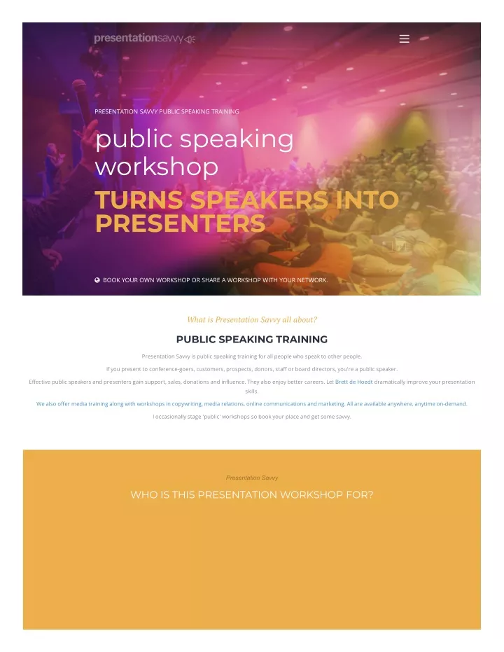 presentation savvy public speaking training