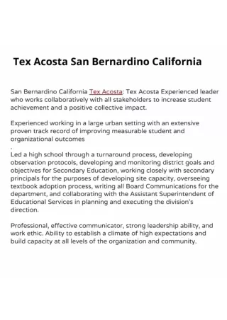 Tex Acosta San Bernardino California | Piktochart Visual