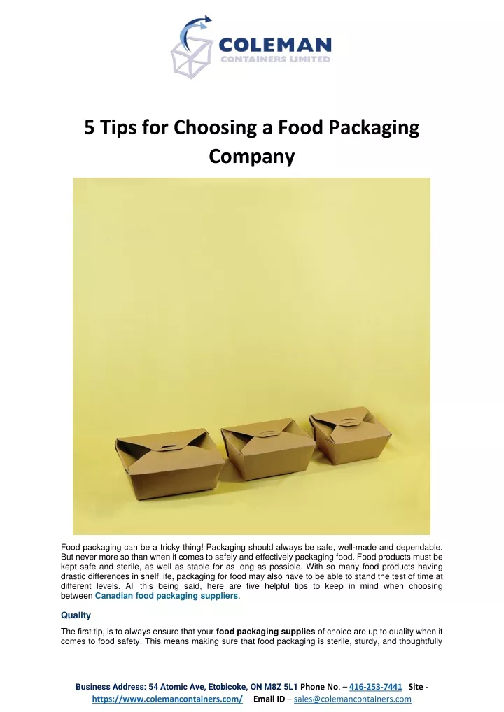 5 tips for choosing a food packaging company