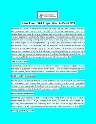 learn about sat preparation in delhi ncr