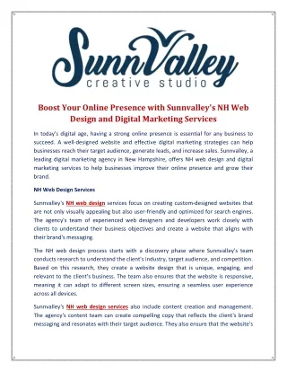 Boost Your Online Presence with Sunnvalley's NH Web Design and Digital Marketing Services