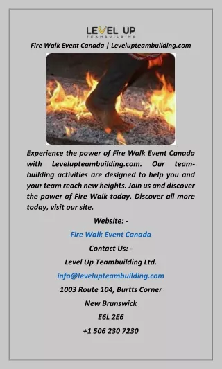 Fire Walk Event Canada  Levelupteambuilding