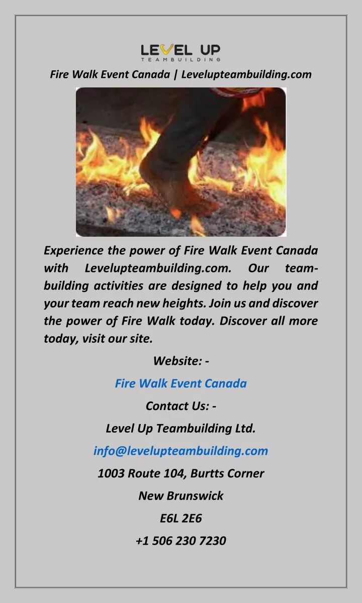 fire walk event canada levelupteambuilding com