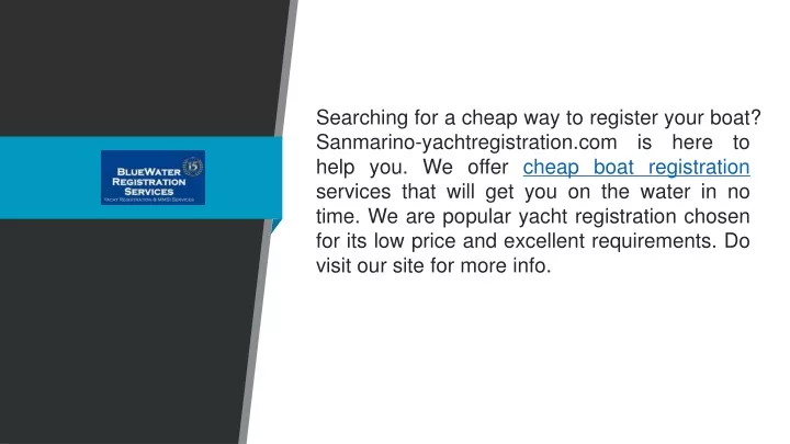 searching for a cheap way to register your boat