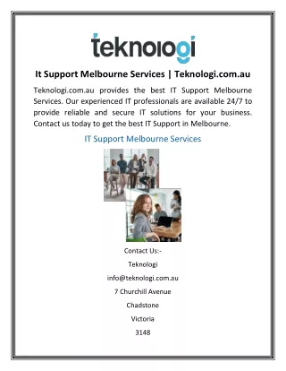 It Support Melbourne Services  Teknologi.com.au