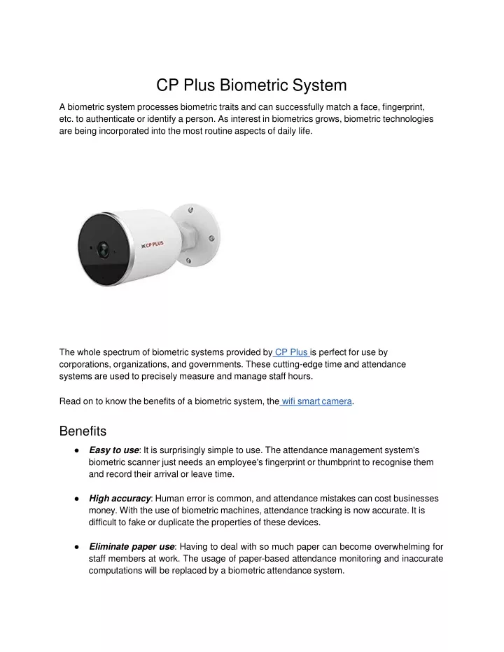 cp plus biometric system a biometric system