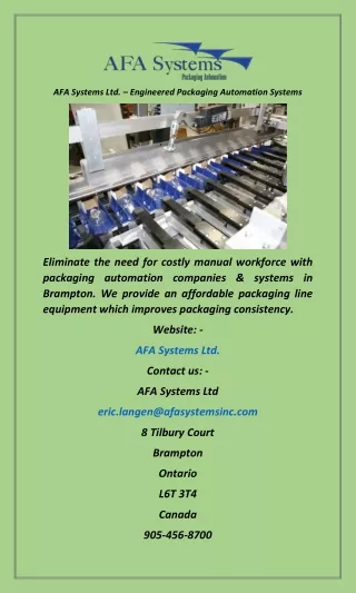 AFA Systems Ltd. – Engineered Packaging Automation Systems