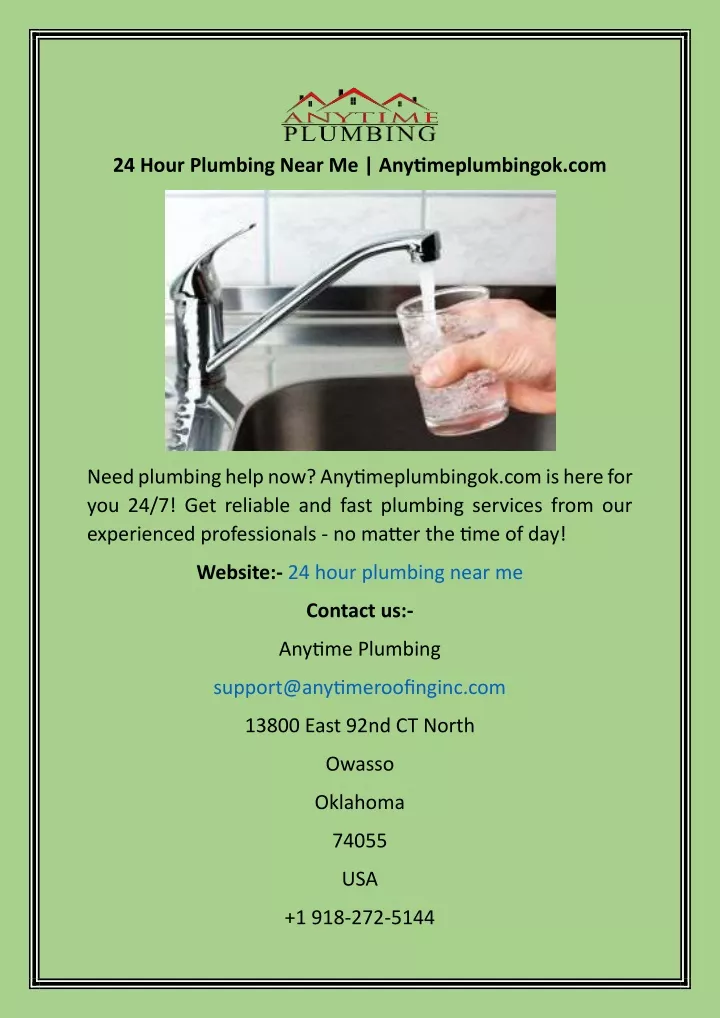 24 hour plumbing near me anytimeplumbingok com