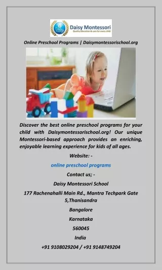 Online Preschool Programs  Daisymontessorischool.org