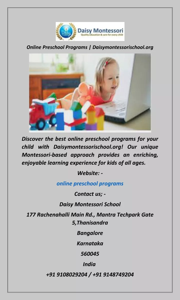 online preschool programs daisymontessorischool
