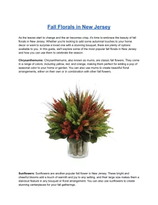 fall florals in new jersey