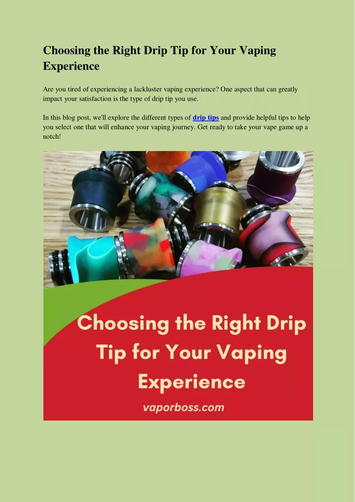 choosing the right drip tip for your vaping