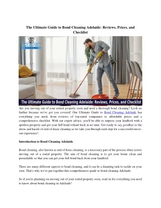 The Ultimate Guide to Bond Cleaning Adelaide: Reviews, Prices, and Checklist