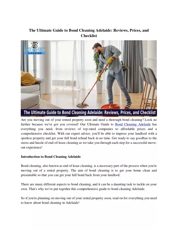 the ultimate guide to bond cleaning adelaide