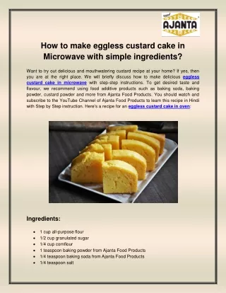 how to make eggless custard cake in microwave
