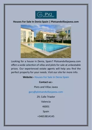 Houses For Sale In Denia Spain  Plotsandvillasjavea