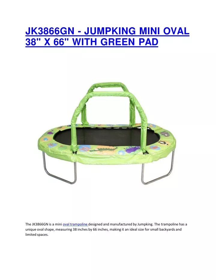 jk3866gn jumpking mini oval 38 x 66 with green pad