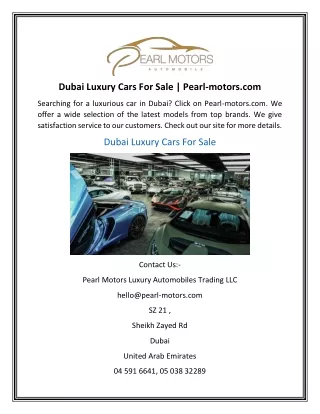 Dubai Luxury Cars For Sale  Pearl-motors.com