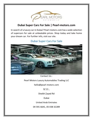 Dubai Super Cars For Sale  Pearl-motors.com