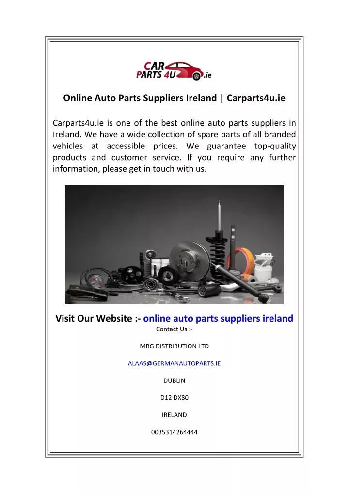 online auto parts suppliers ireland carparts4u ie