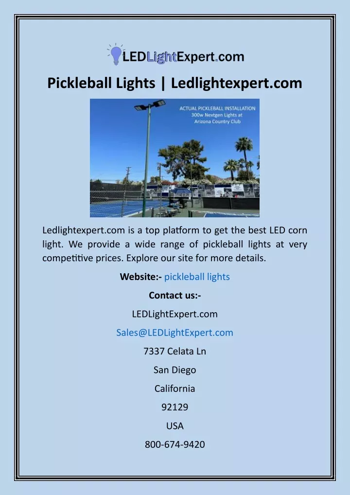 pickleball lights ledlightexpert com