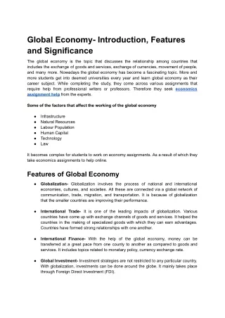 global economy introduction features