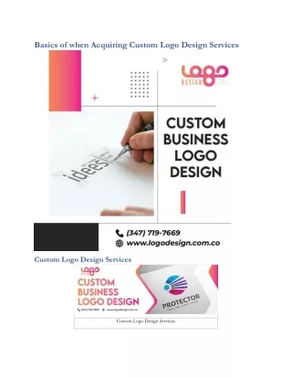 Basics of when Acquiring Custom Logo Design Services
