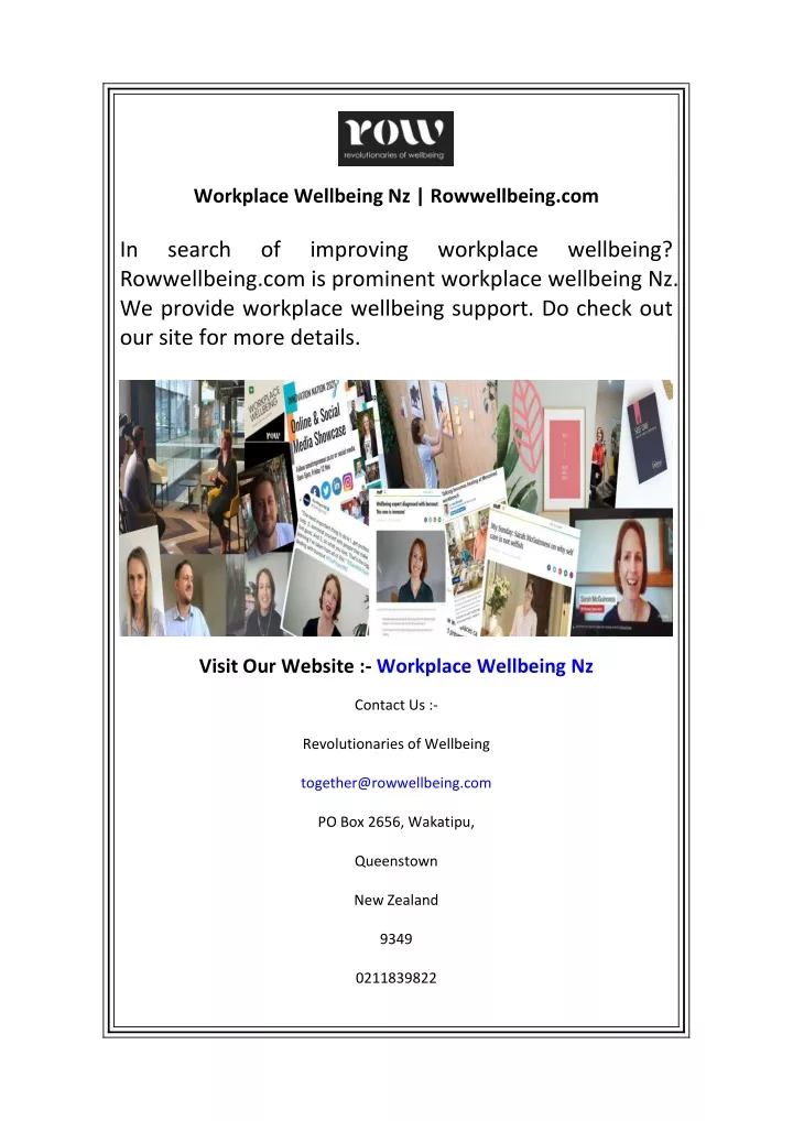workplace wellbeing nz rowwellbeing com