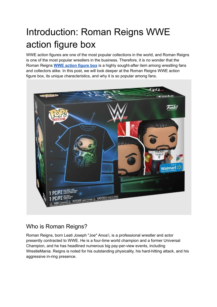 introduction roman reigns wwe action figure box