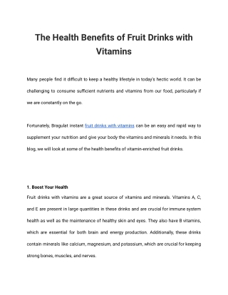 The Health Benefits of Fruit Drinks with Vitamins
