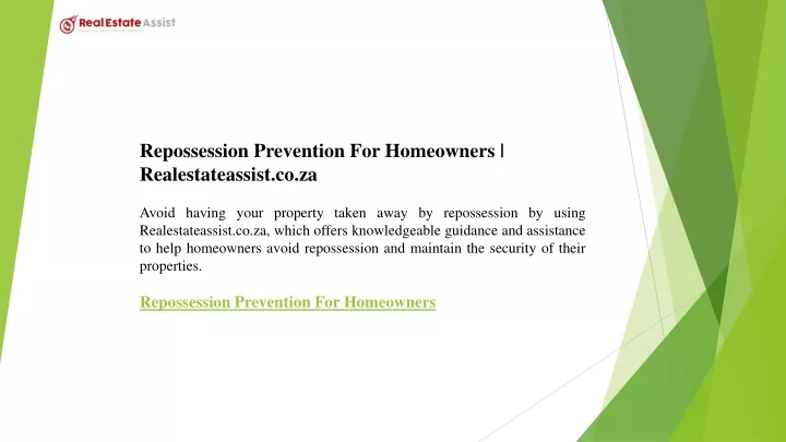 repossession prevention for homeowners
