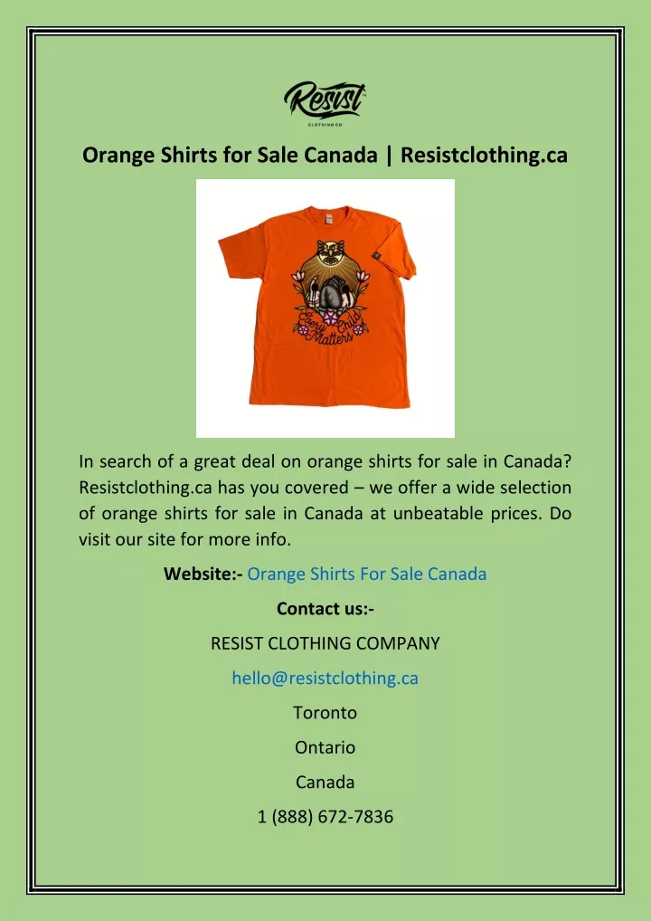 orange shirts for sale canada resistclothing ca