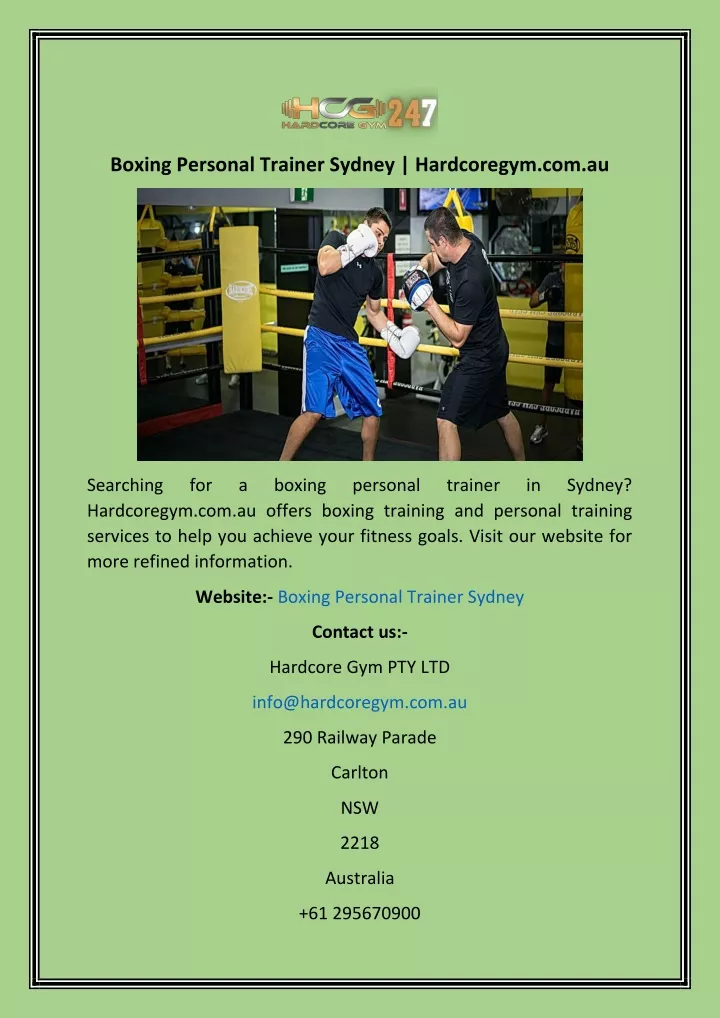 boxing personal trainer sydney hardcoregym com au