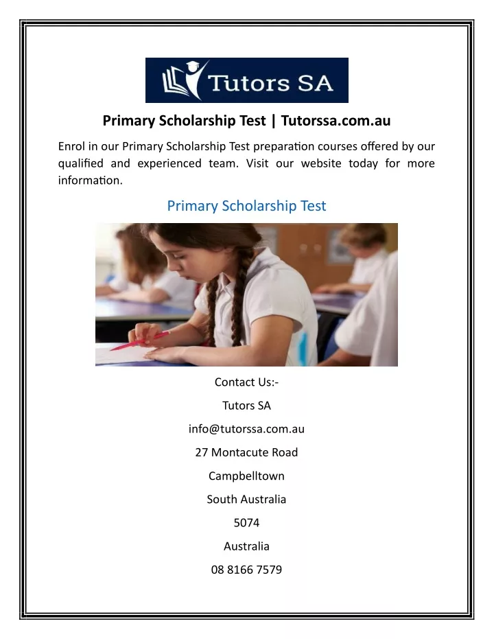 primary scholarship test tutorssa com au