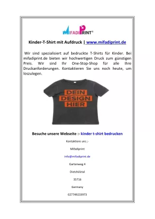 Kinder-T-Shirt mit Aufdruck  www.mifadiprint.de