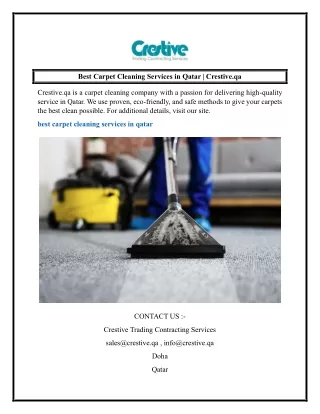 Best Carpet Cleaning Services in Qatar  Crestive.qa