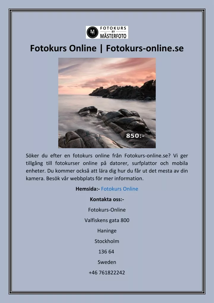 fotokurs online fotokurs online se