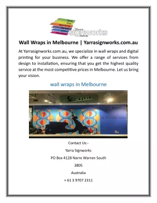 Wall Wraps in Melbourne  Yarrasignworks.com.au