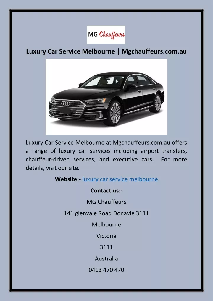 luxury car service melbourne mgchauffeurs com au