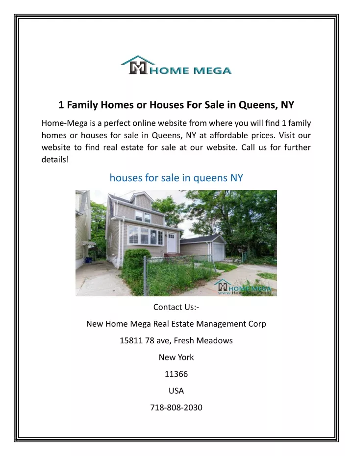 1 family homes or houses for sale in queens ny