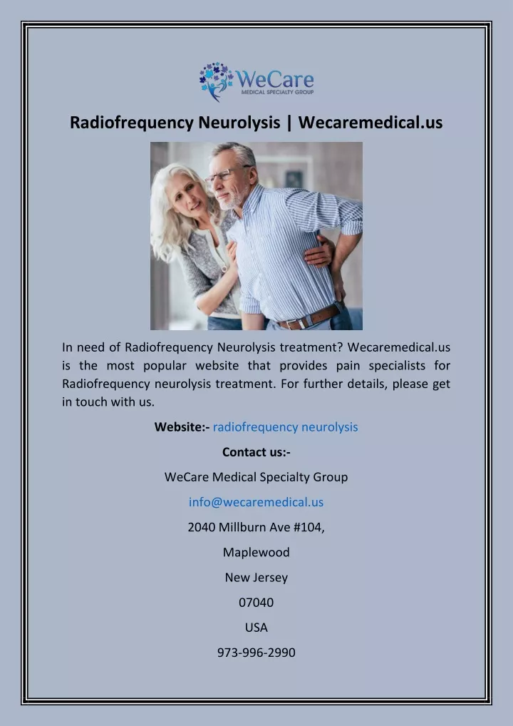 radiofrequency neurolysis wecaremedical us