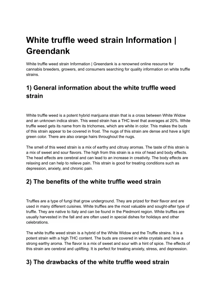 white truffle weed strain information greendank