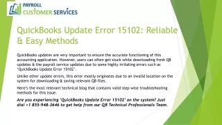 QuickBooks Update Error 15102: Reliable & Easy Methods