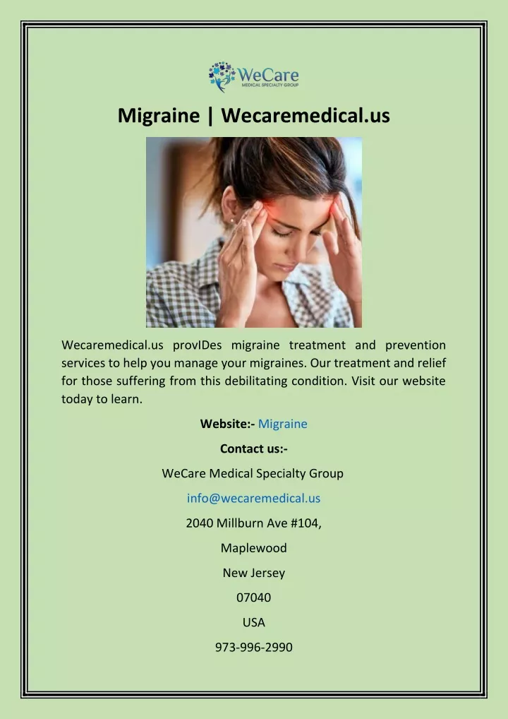 migraine wecaremedical us