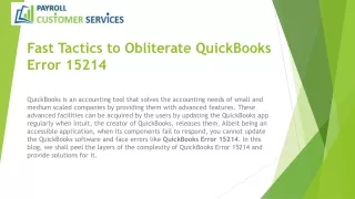 Fast Tactics to Obliterate QuickBooks Error 15214