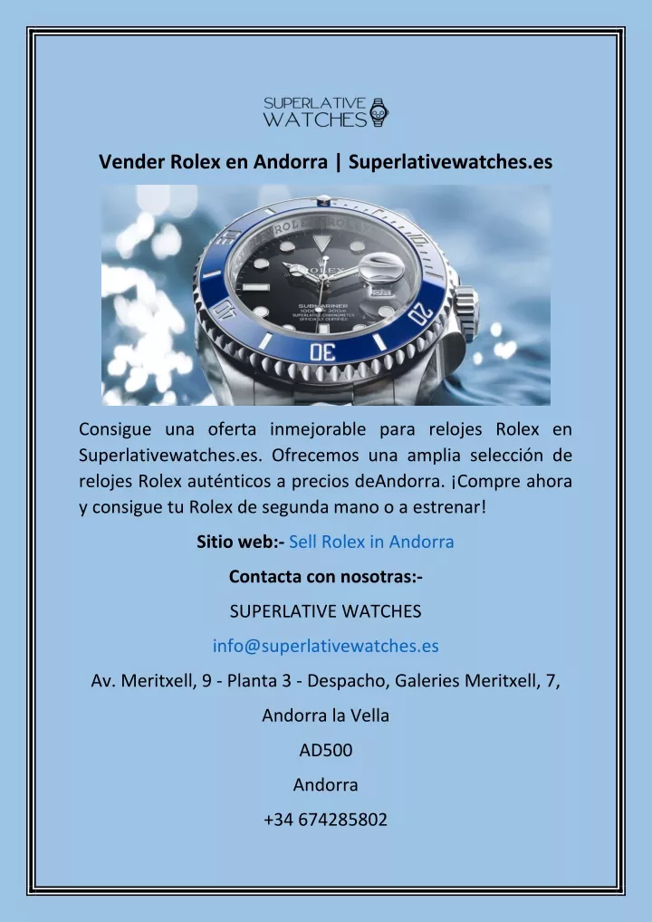 vender rolex en andorra superlativewatches es