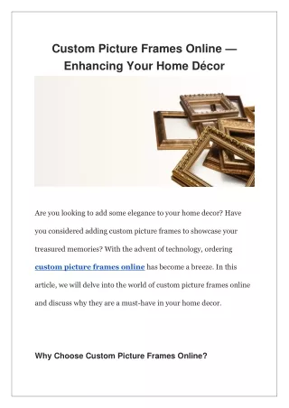 custom picture frames online enhancing your home